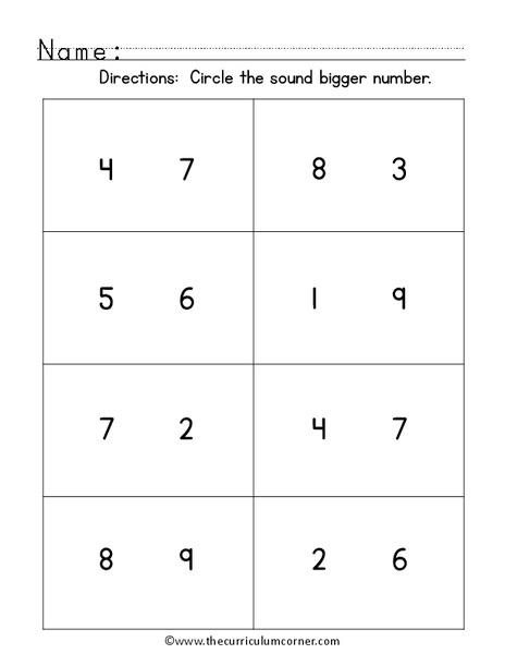 Find the Biggest Number Worksheet