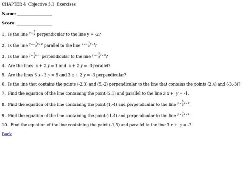 Find the Equation of a Line Worksheet