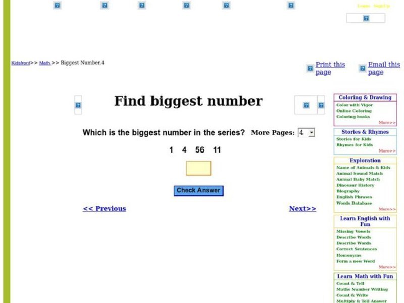 Find the biggest number Interactive