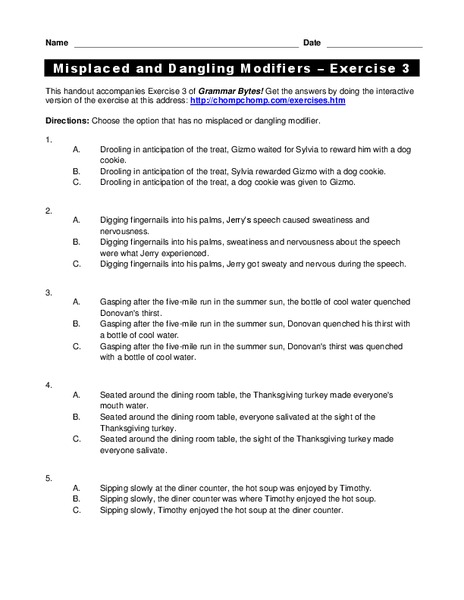Misplaced and Dangling Modifiers - Exercise 3 Interactive