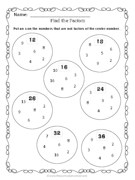 Find the Factors Worksheet