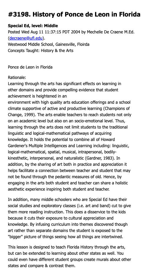 History of Ponce de Leon in Florida Lesson Plan