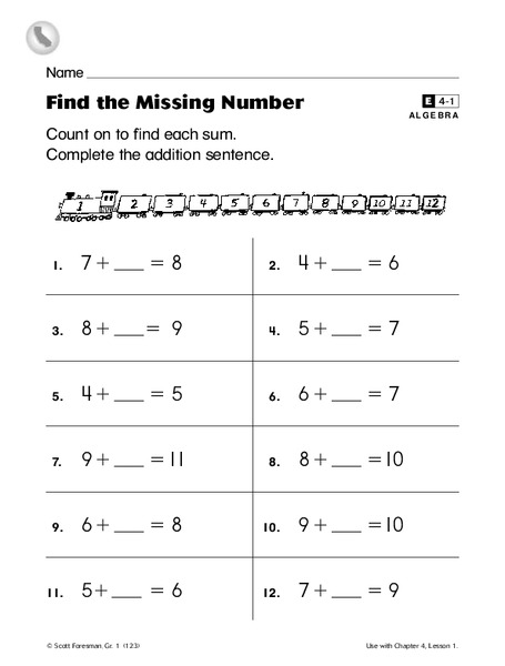 Find the Missing Number Worksheet