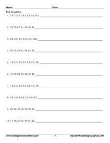 Find The Pattern Worksheet