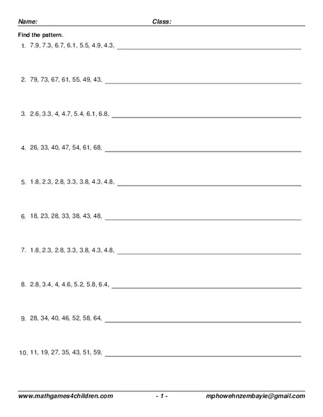 Find The Pattern Worksheet