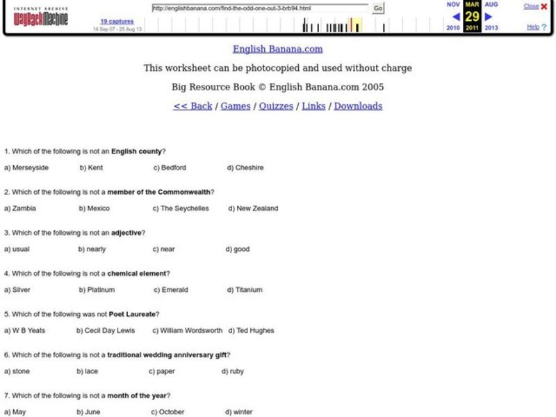 Find the Odd One Out Worksheet