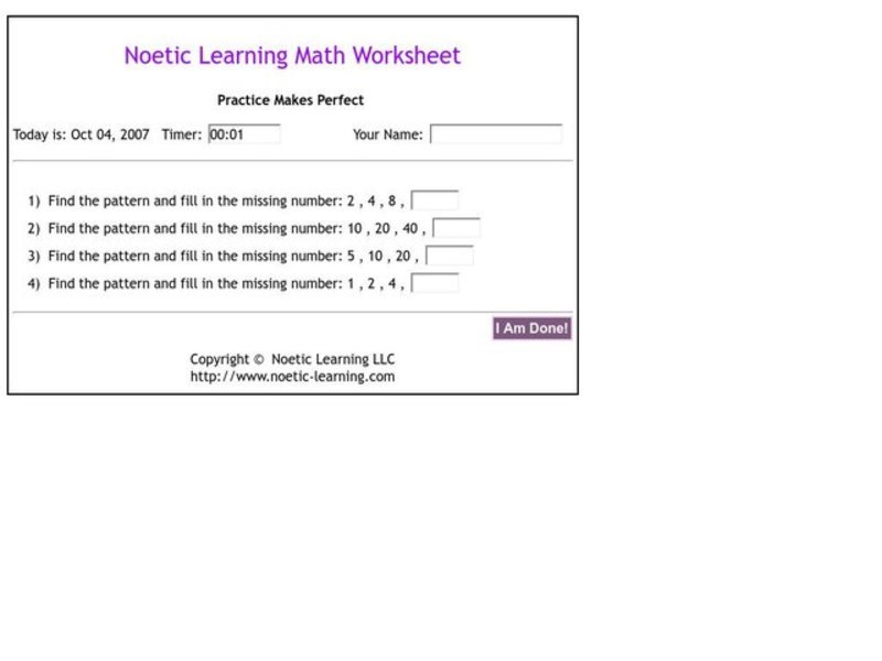 Find the Pattern Worksheet