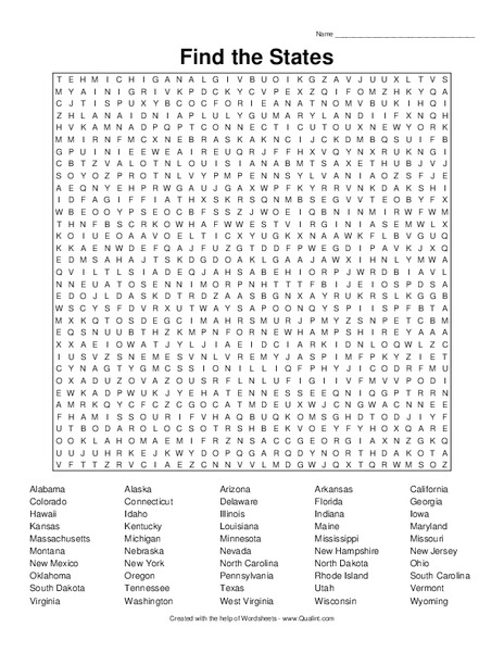 Find the States Worksheet