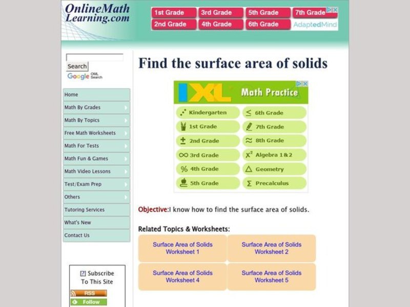 Find the Surface Area of Solids Interactive