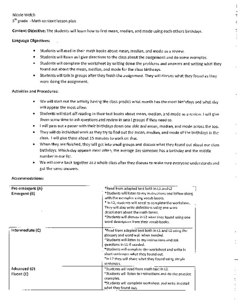 Finding Averages Lesson Plan