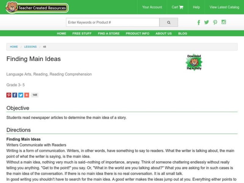 Finding Main Ideas Lesson Plan