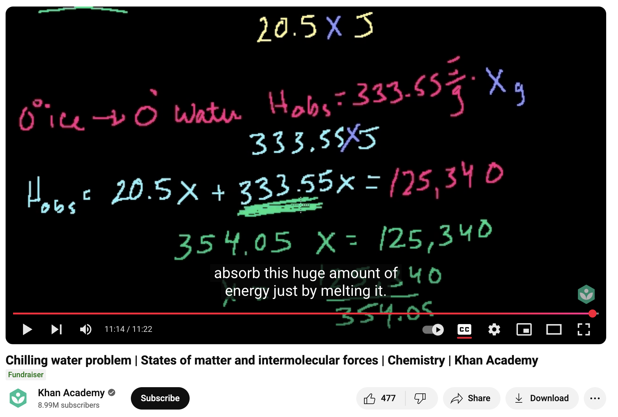 Chilling Water Problem, States of Matter and Intermolecular Forces, Chemistry Instructional Video