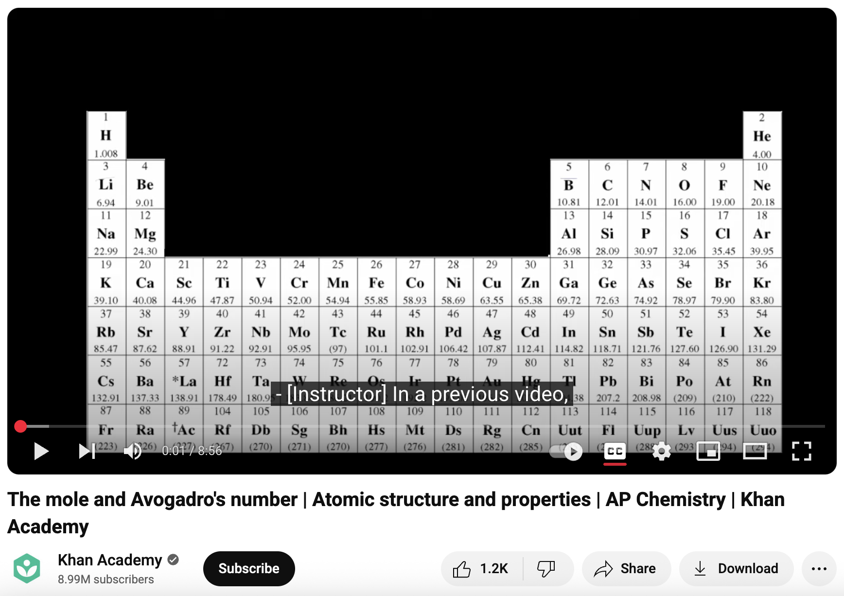 The Mole and Avogadro's Number, Atomic Structure and Properties, AP Chemistry Instructional Video