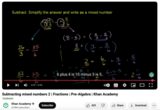 Subtracting Mixed Numbers 2, Fractions, Pre-Algebra Instructional Video