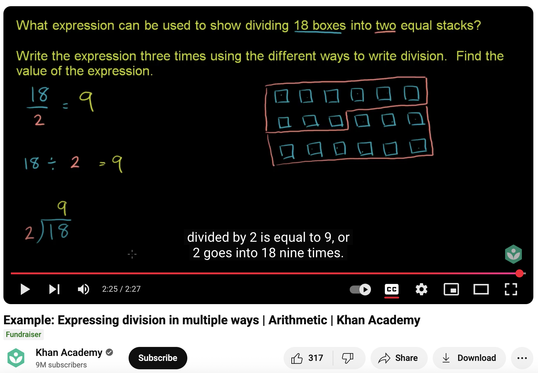 Example: Expressing Division in Multiple Ways, Arithmetic Instructional Video