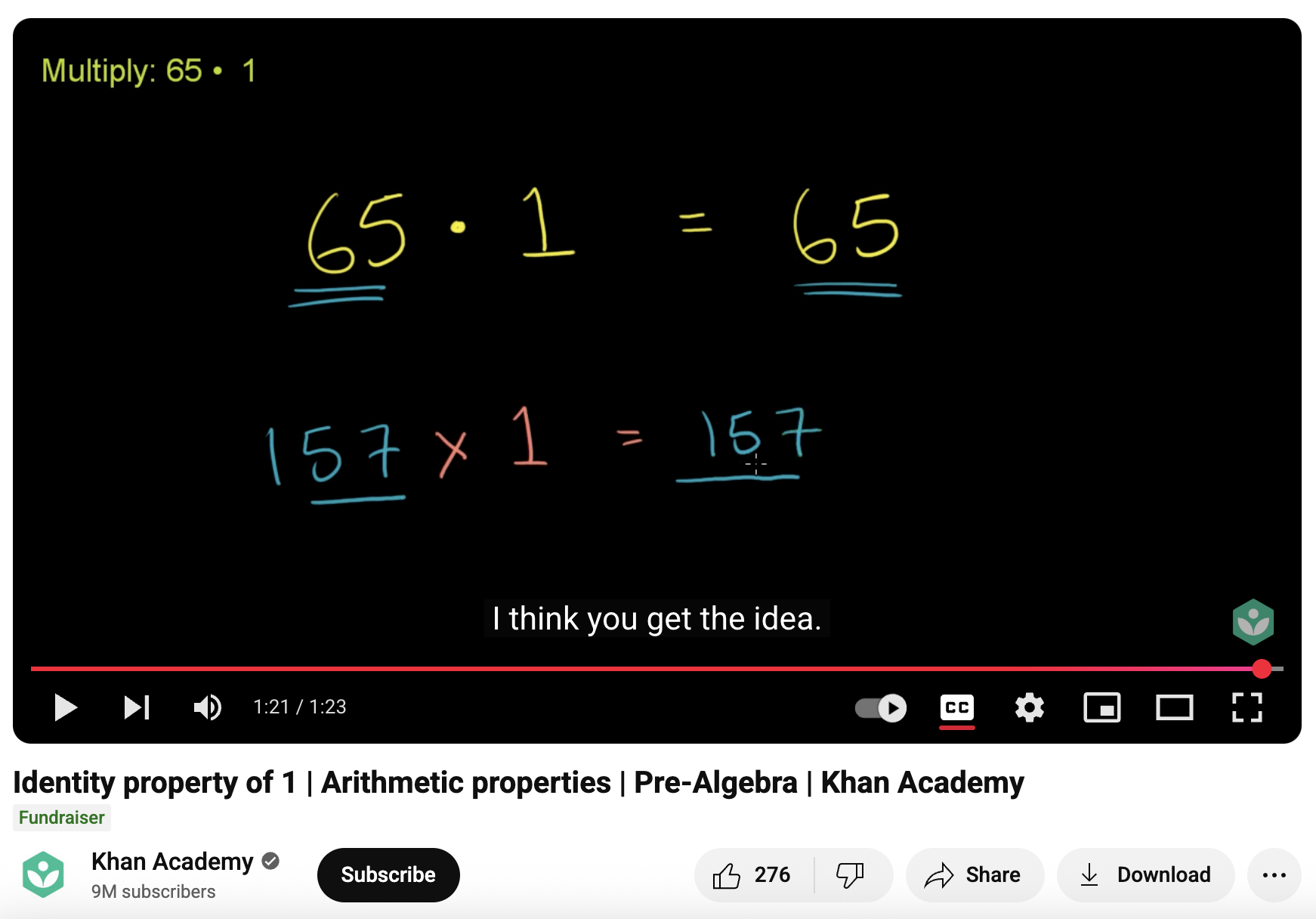 Identity Property of 1, Arithmetic Properties, Pre-Algebra Instructional Video