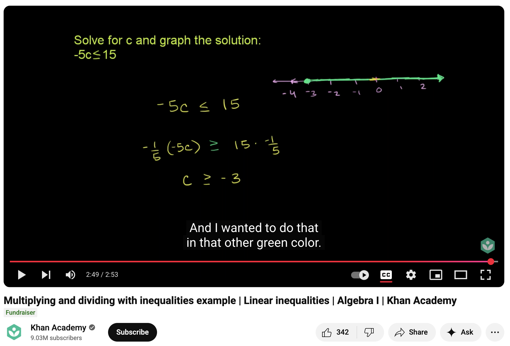 Multiplying and Dividing with Inequalities Example, Linear Inequalities, Algebra I Instructional Video