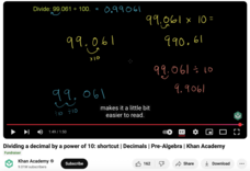 Dividing a Decimal by a Power of 10: Shortcut, Decimals, Pre-Algebra Instructional Video