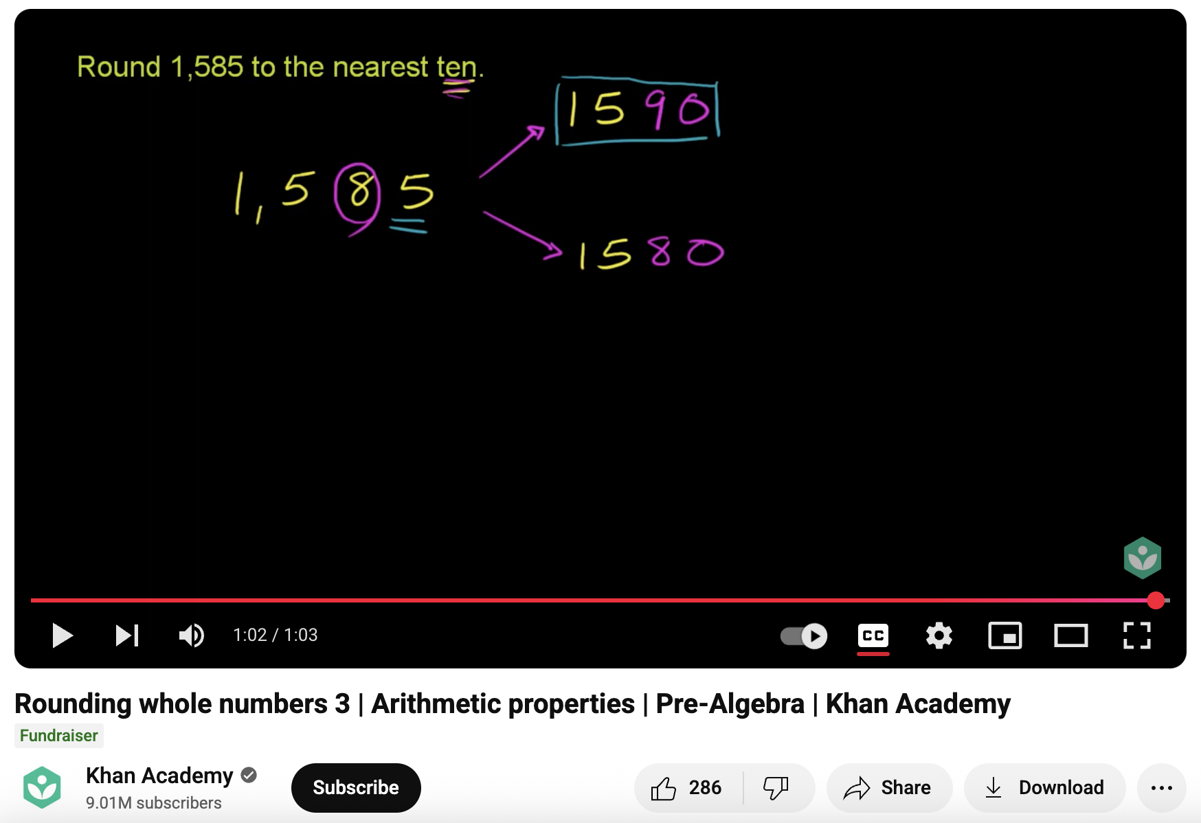 Rounding Whole Numbers 3, Arithmetic Properties, Pre-Algebra Instructional Video