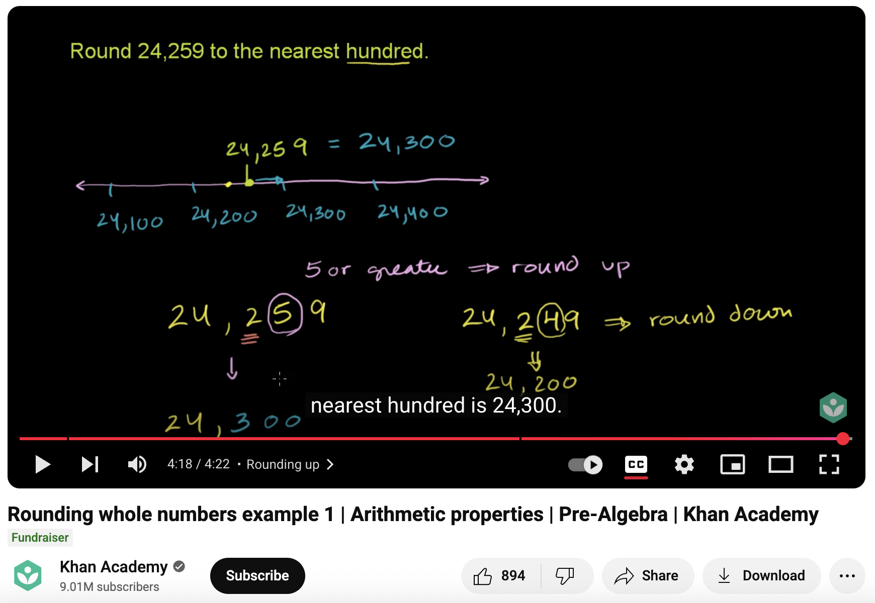 Rounding Whole Numbers Example 1, Arithmetic Properties, Pre-Algebra Instructional Video