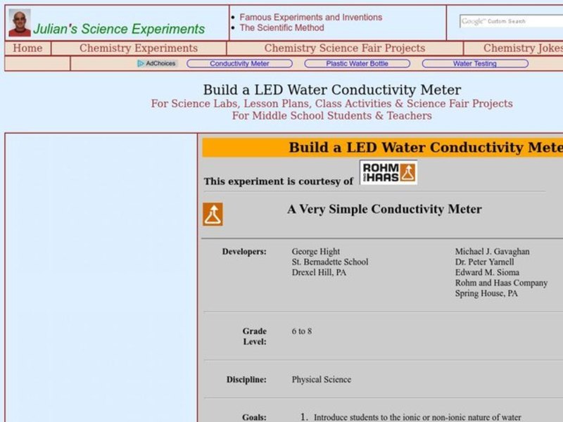 A Very Simple Conductivity Meter Lesson Plan