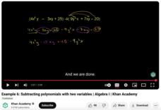 Example 6: Subtracting Polynomials with Two Variables, Algebra I Instructional Video