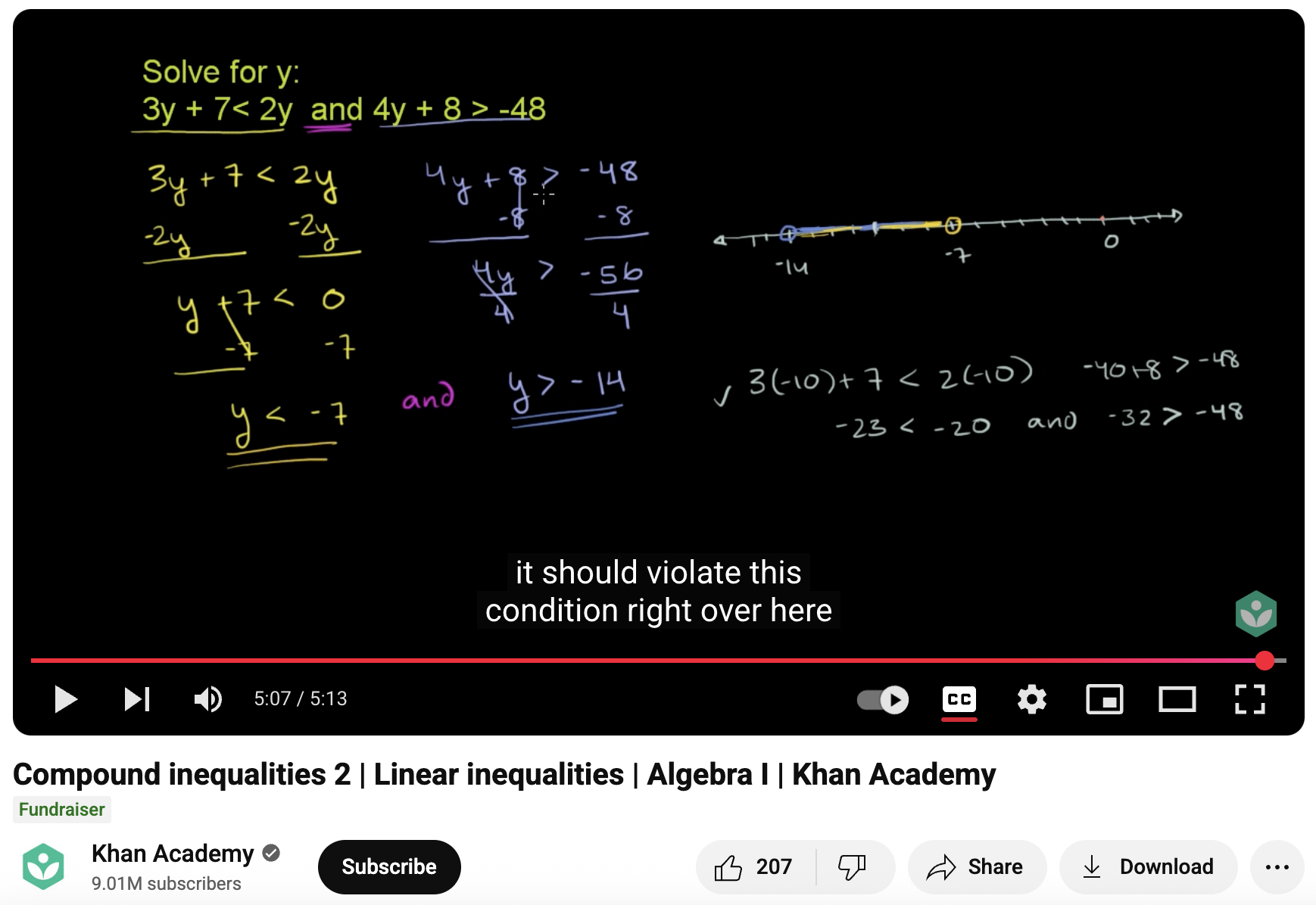 Compound Inequalities 2, Linear Inequalities, Algebra I Instructional Video