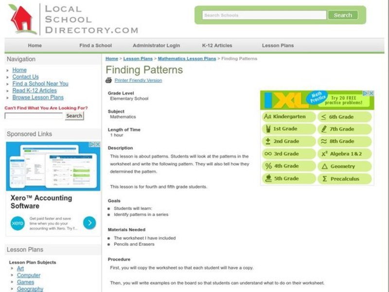 Finding Patterns Lesson Plan