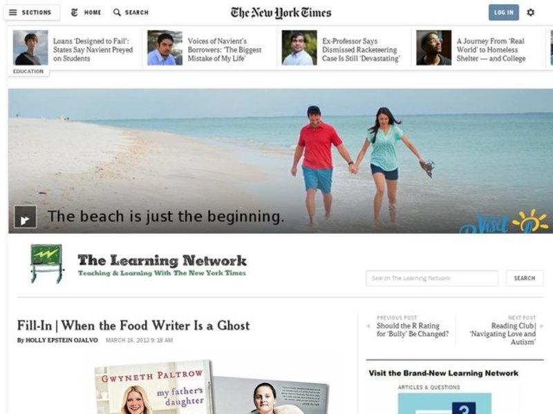 The Learning Network Fill-In: When the Food Writer Is a Ghost Interactive