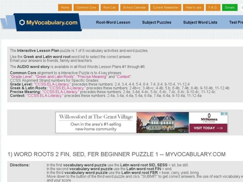Word Roots 2: FIN, SED, FER Beginner Puzzle 1, 2, & 3 Interactive