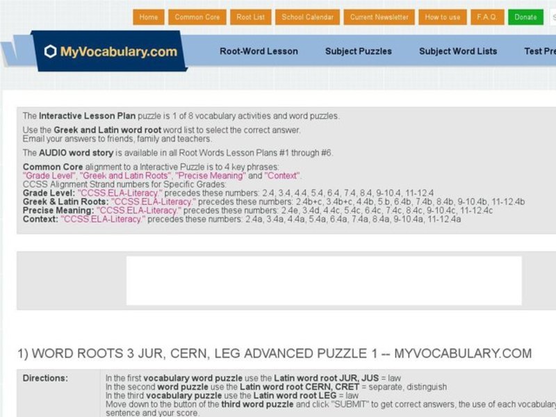 Word Roots 3: JUR, CERN, LEG Advanced Puzzle 1, 2, & 3 Interactive