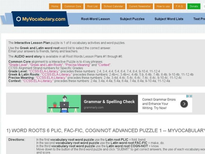 Word Roots 6: PLIC, FAC-FIC, COGN/NOT Advanced Puzzle 1, 2, & 3 Interactive