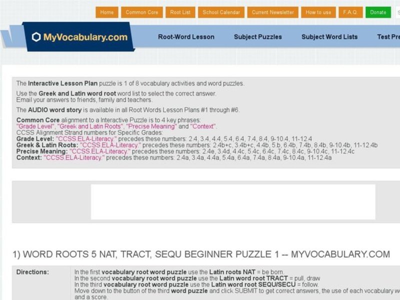 Word Roots 5: NAT, TRACT, SEQU Beginner Puzzle 1, 2, & 3 Interactive