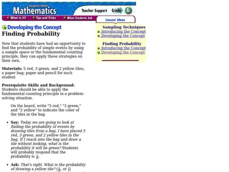 Finding Probability Lesson Plan