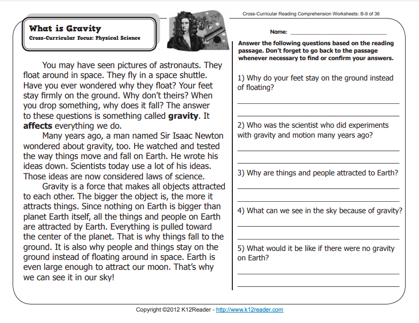 What Is Gravity Worksheet