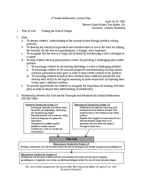 Finding the Area of Shapes Lesson Plan