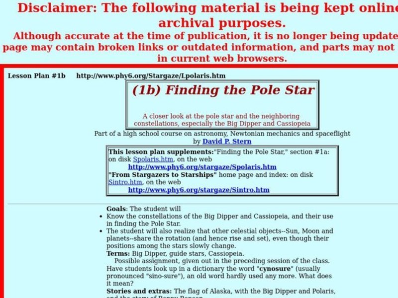 Finding the Pole Star Lesson Plan