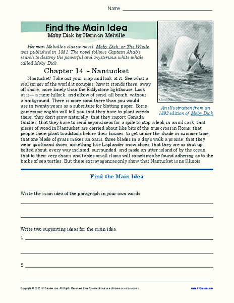 Finding the Main Idea Worksheet