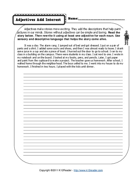 Adjectives Add Interest Writing