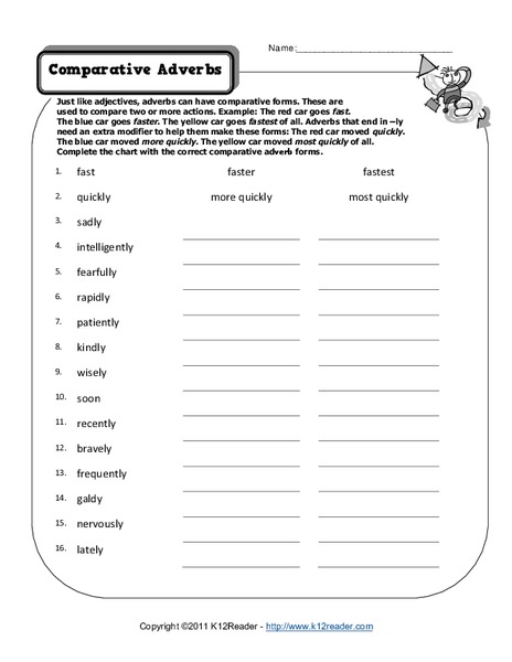 Comparative Adverbs Worksheet