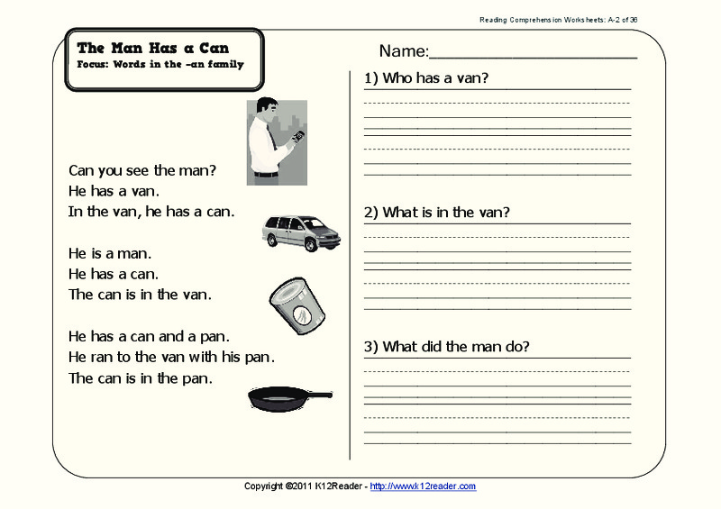 The Man Has a Can Worksheet