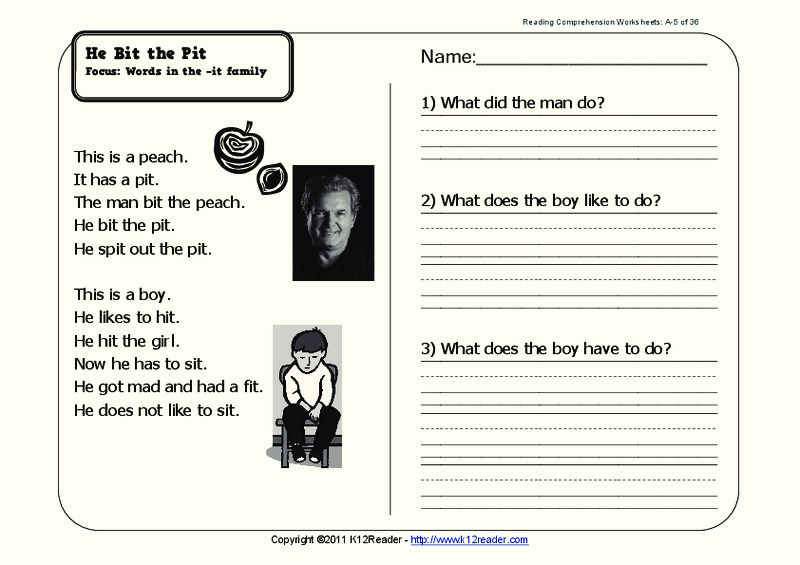 He Bit the Pit Worksheet
