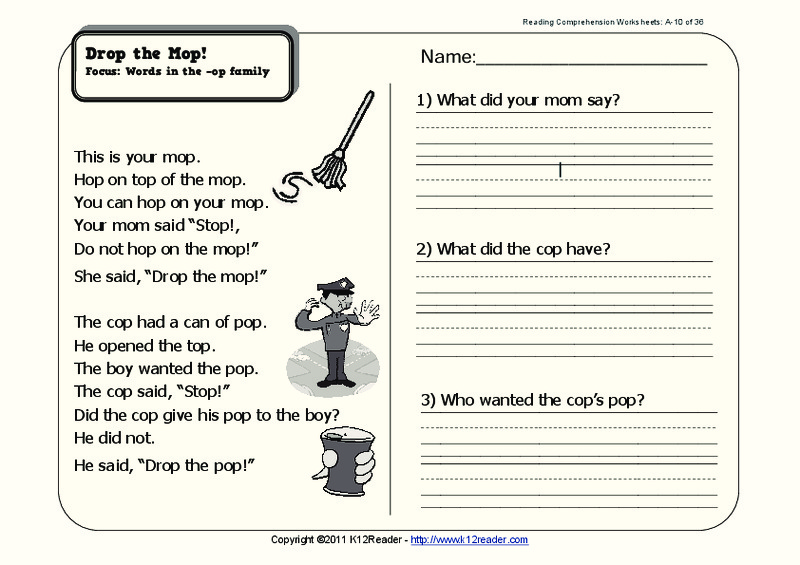 Drop the Mop! Worksheet