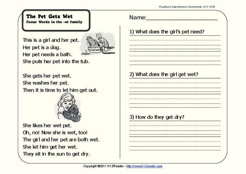 The Pet Gets Wet Worksheet