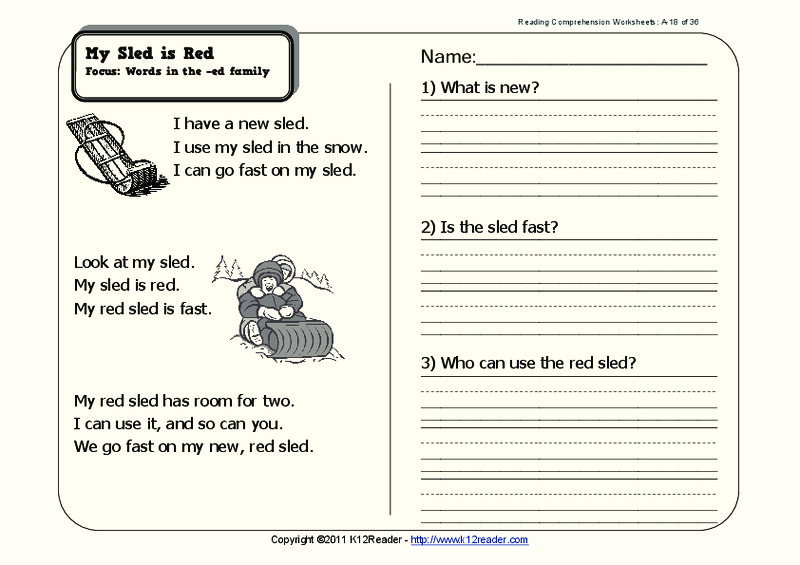 My Sled is Red Worksheet
