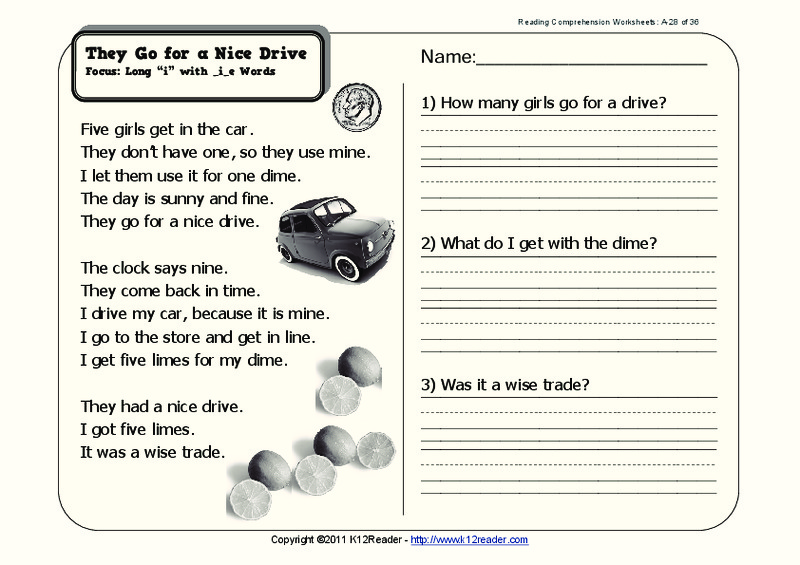 They Go for a Nice Drive Worksheet