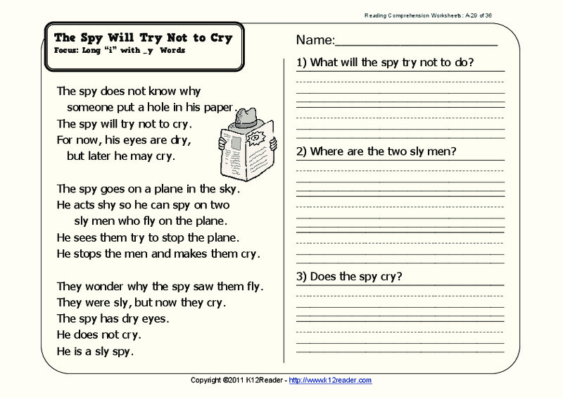 The Spy Will Try Not to Cry Worksheet