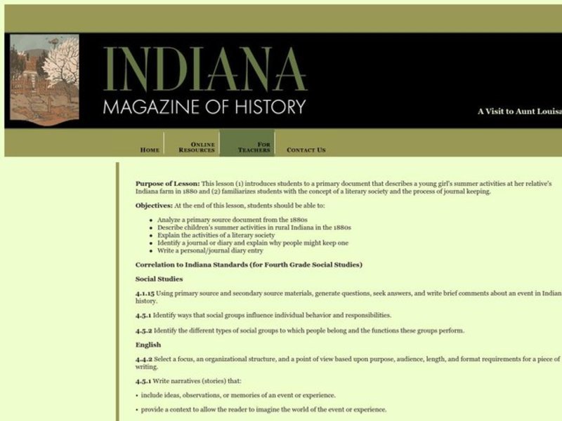 A Visit to Aunt Louisa's Lesson Plan