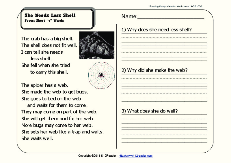 She Needs Less Shell Worksheet