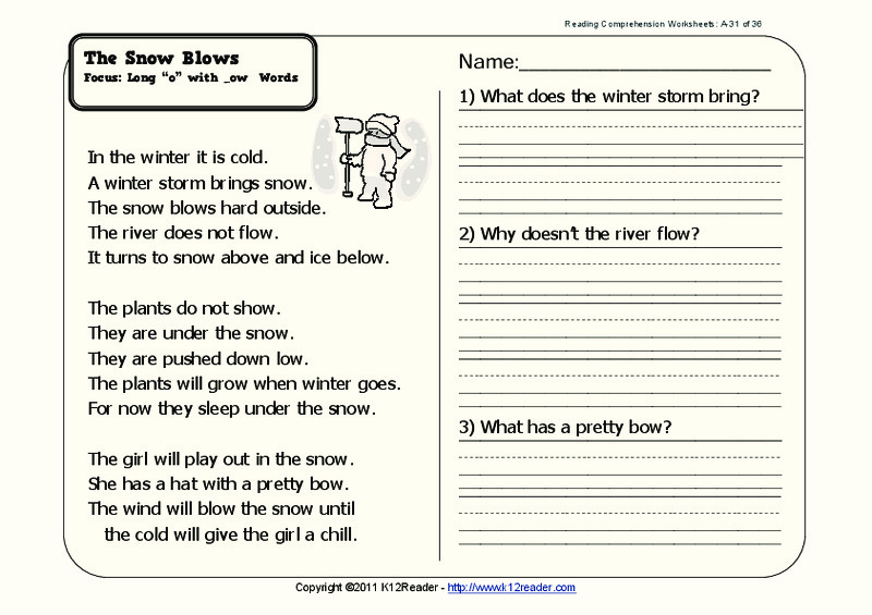The Snow Blows Worksheet